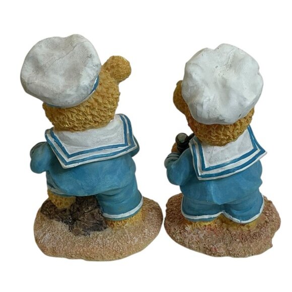 Sailor Bears Nautical Vintage Figurines Coastal Blue White 2 Pieces Collectible - Picture 4 of 16